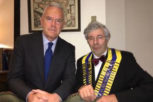 Huw Edwards, with Club President Tony Platt